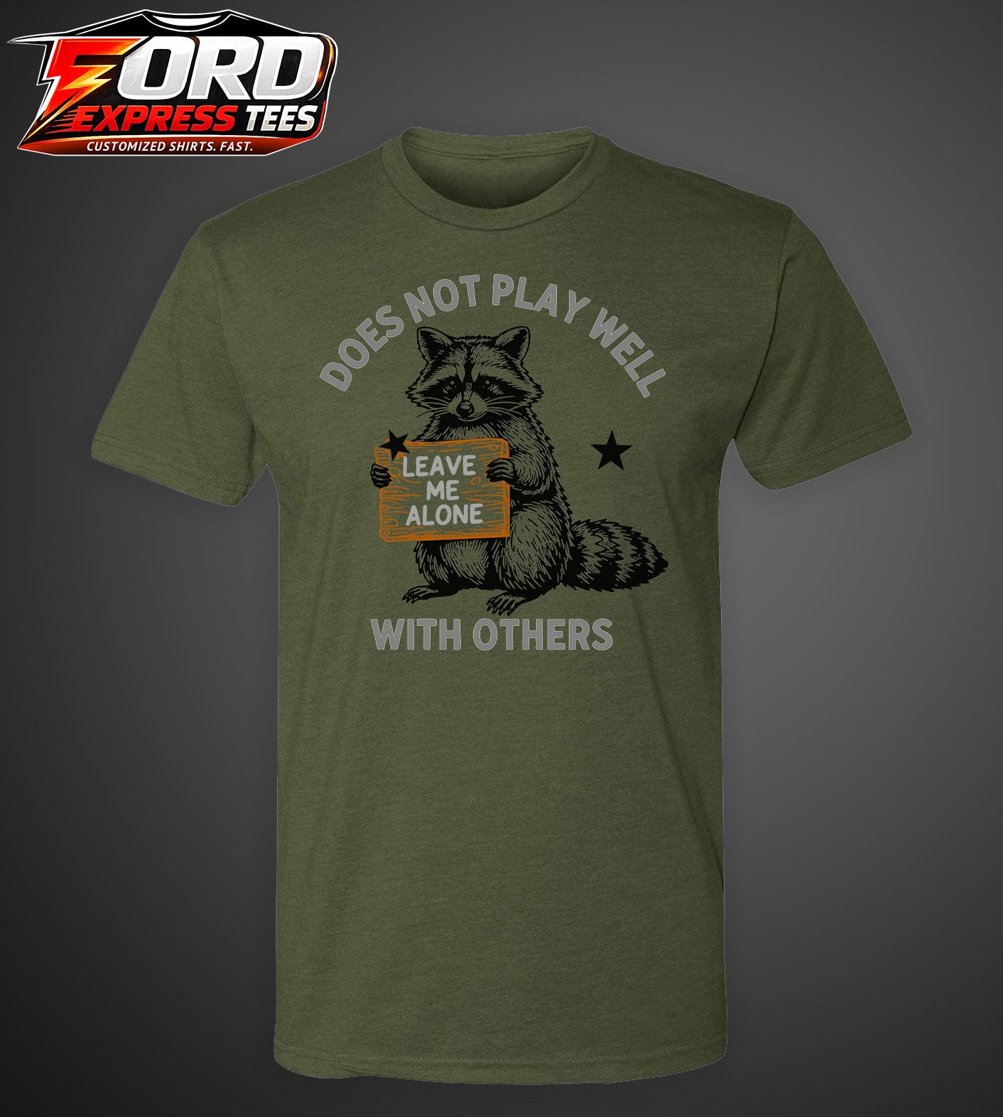 Does Not Play Well Funny Raccoon Graphic Tee