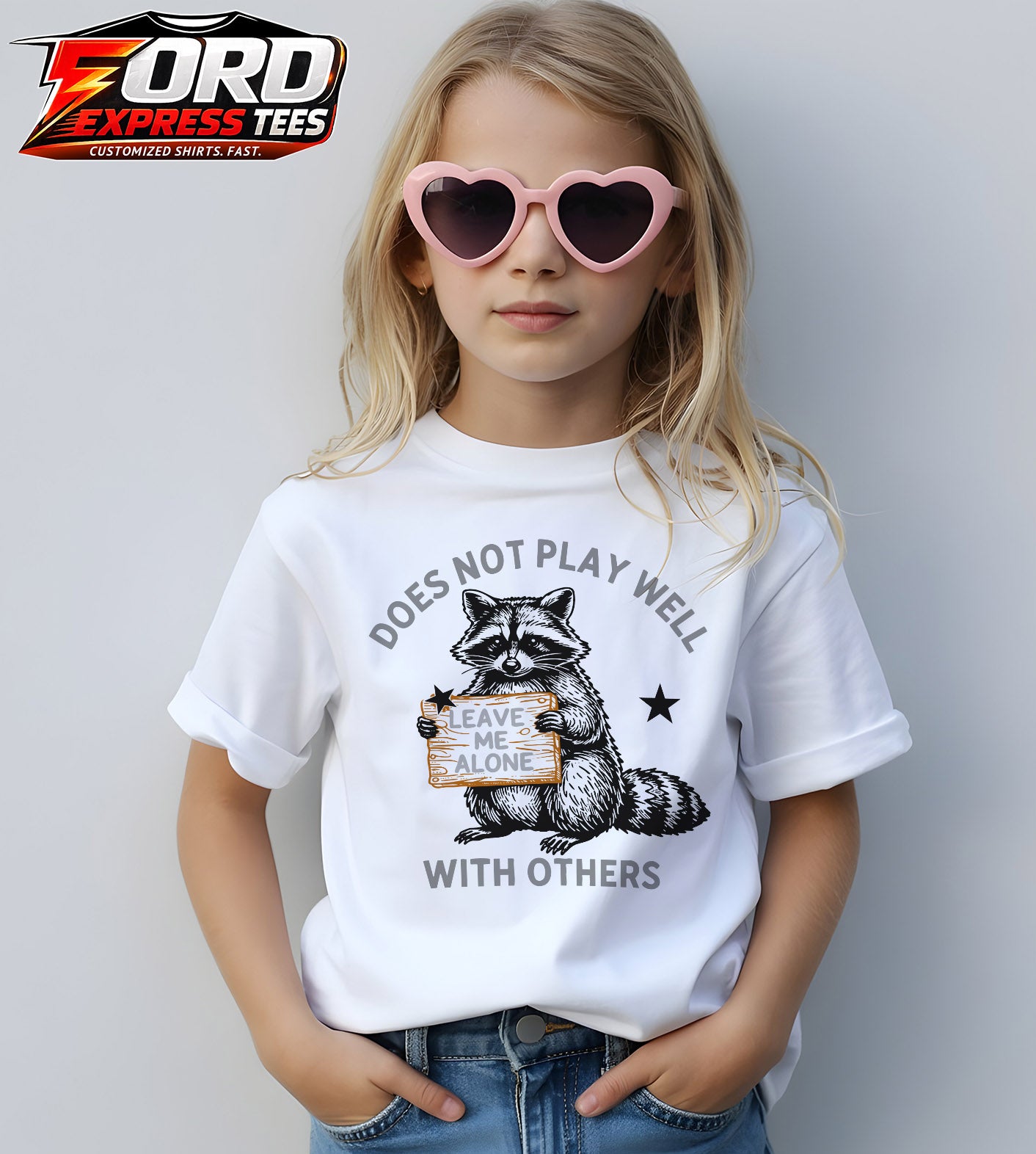 Does Not Play Well Funny Raccoon Graphic Tee