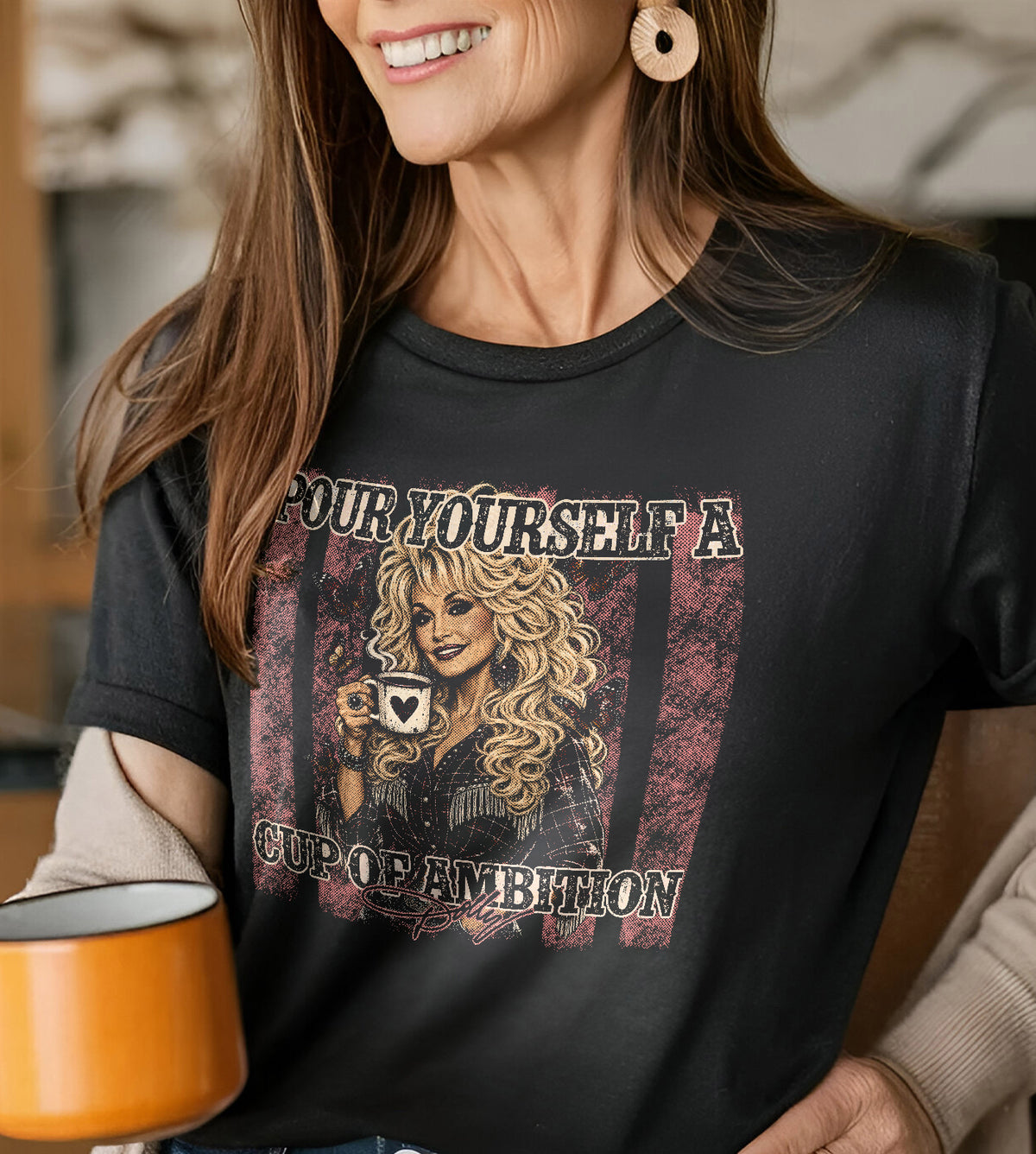 Dolly Parton Coffee and Ambition Graphic Tee