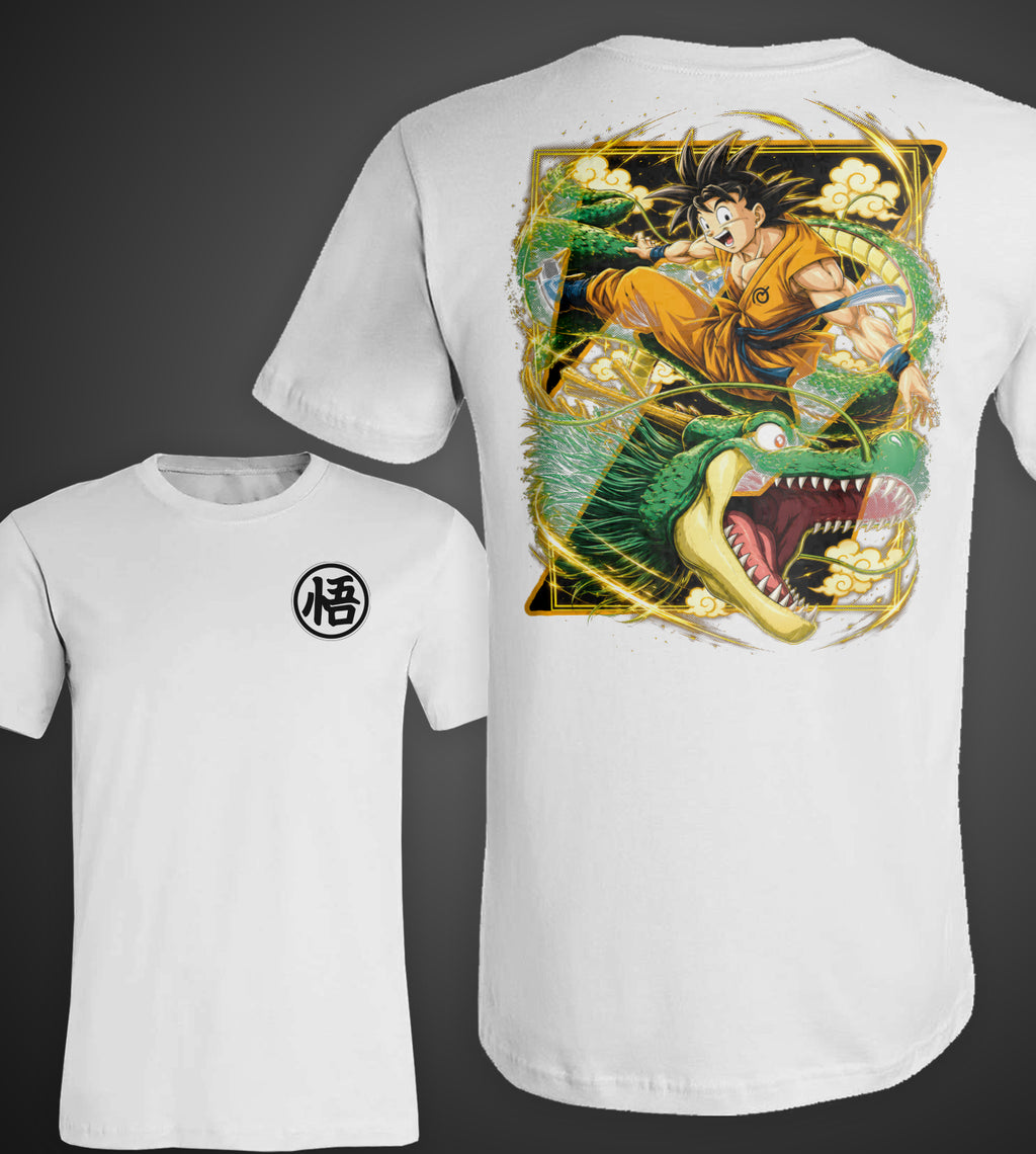 Dragon Ball Goku on Dragon Anime Front and Back Graphic Tee