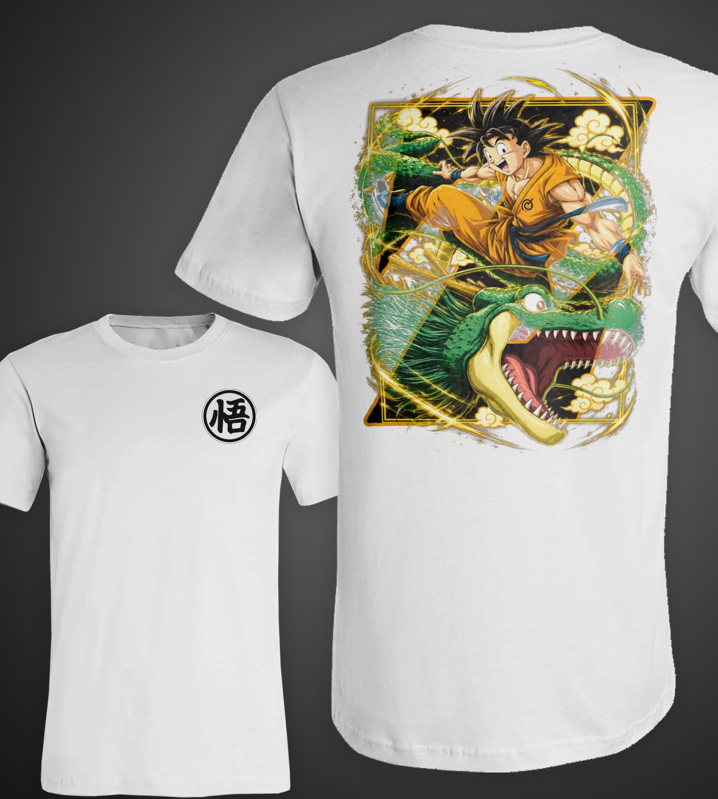 Dragon Ball Goku on Dragon Anime Front and Back Graphic Tee