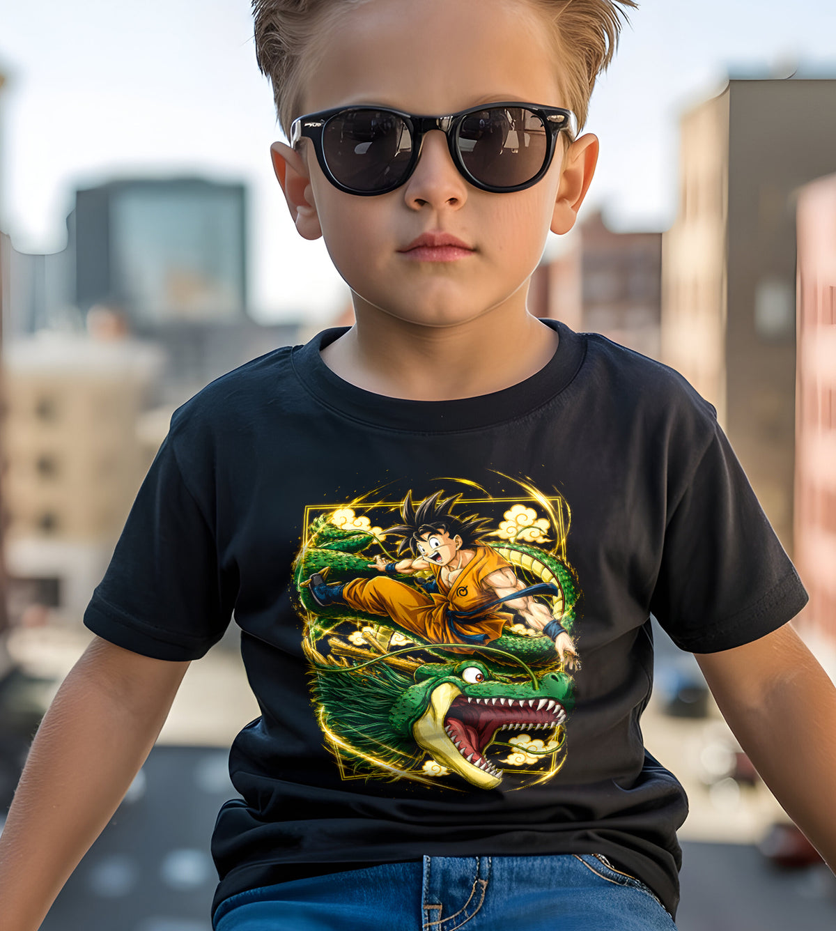 Dragon Ball Goku on Dragon Anime Graphic Tee