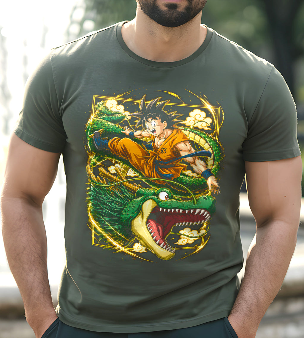 Dragon Ball Goku on Dragon Anime Graphic Tee