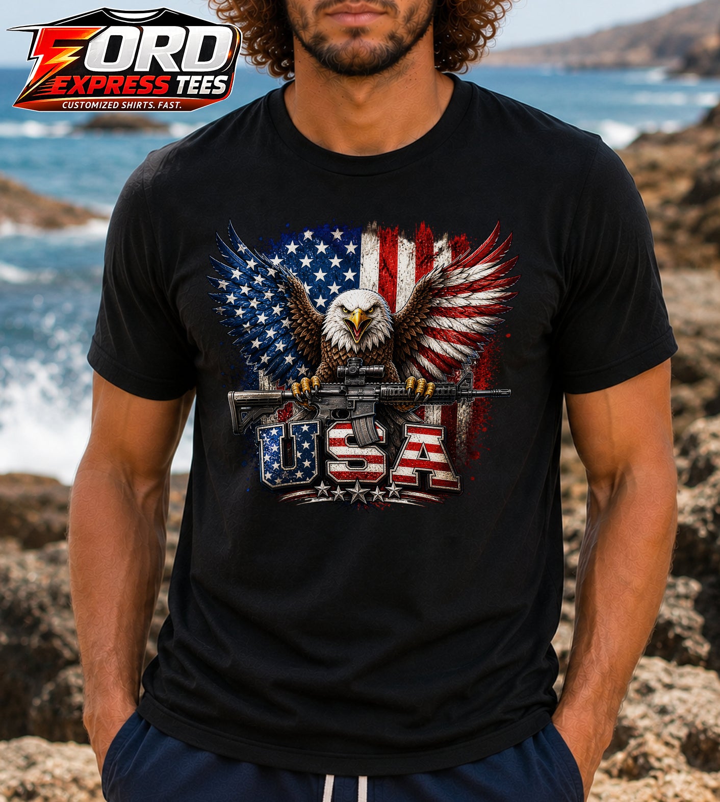 USA American Eagle Flag Graphic Tee