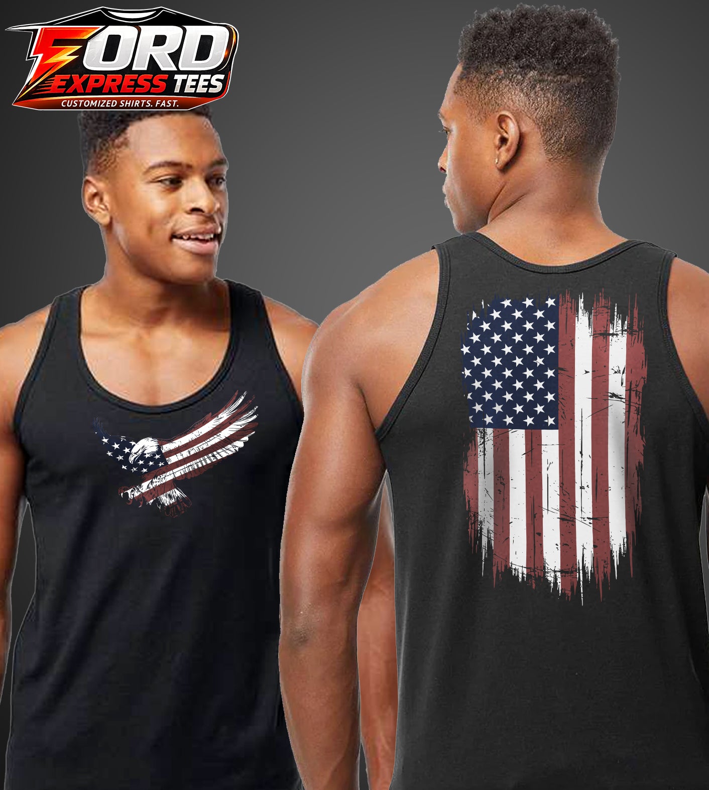 USA American Eagle Flag Front and Back Graphic Tank