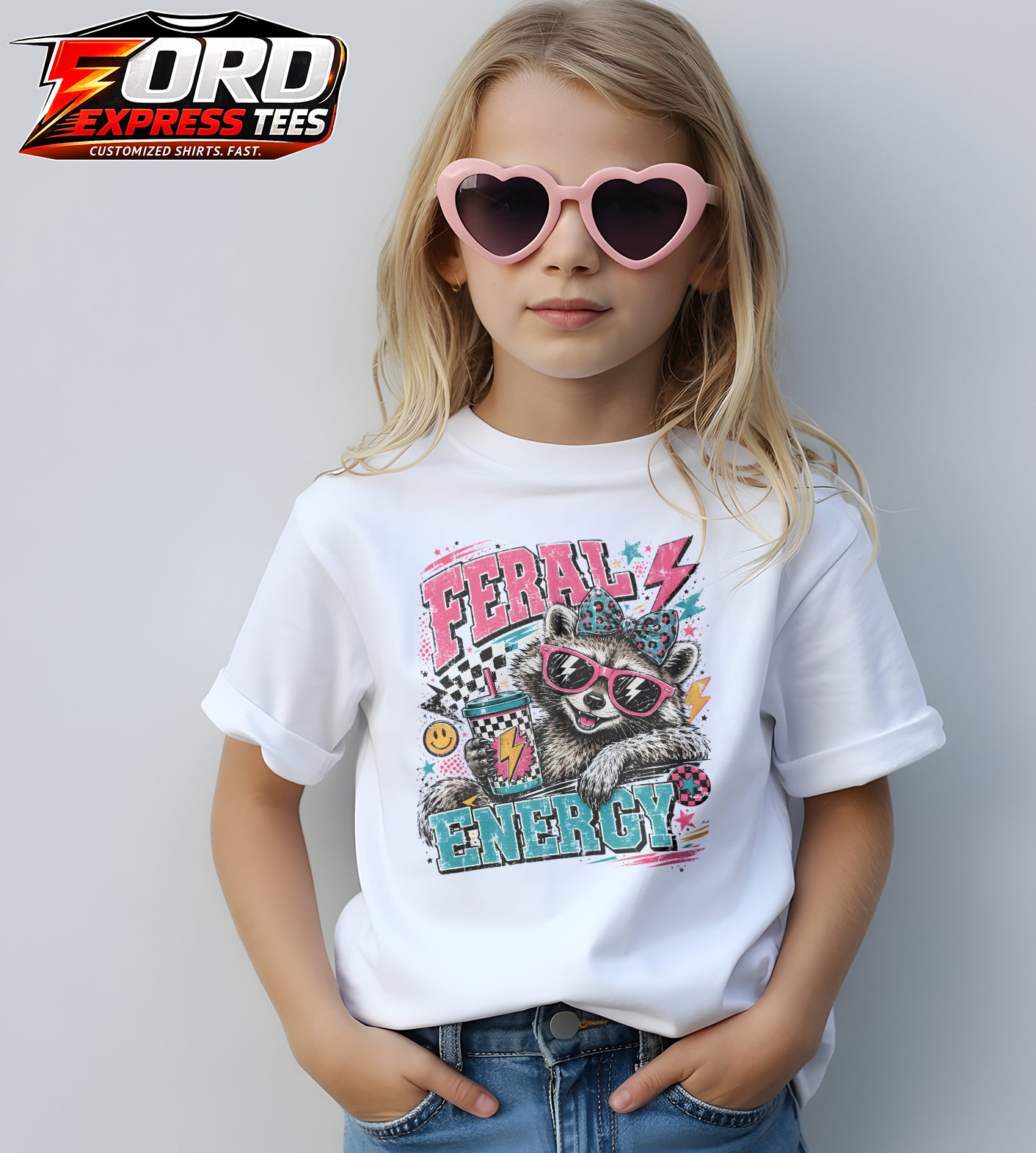 Feral Energy Funny Raccoon Graphic Tee