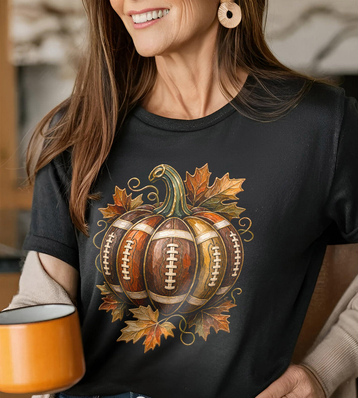 Football Pumpkin Fall Graphic Tee