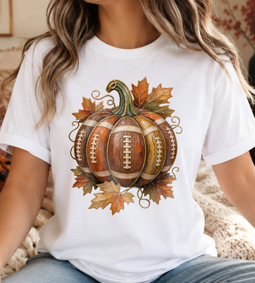 Football Pumpkin Fall Graphic Tee