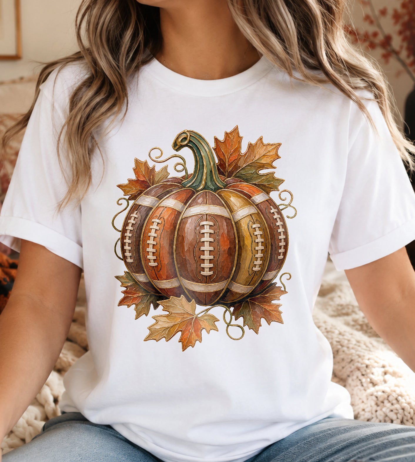 Football Pumpkin Fall Graphic Tee