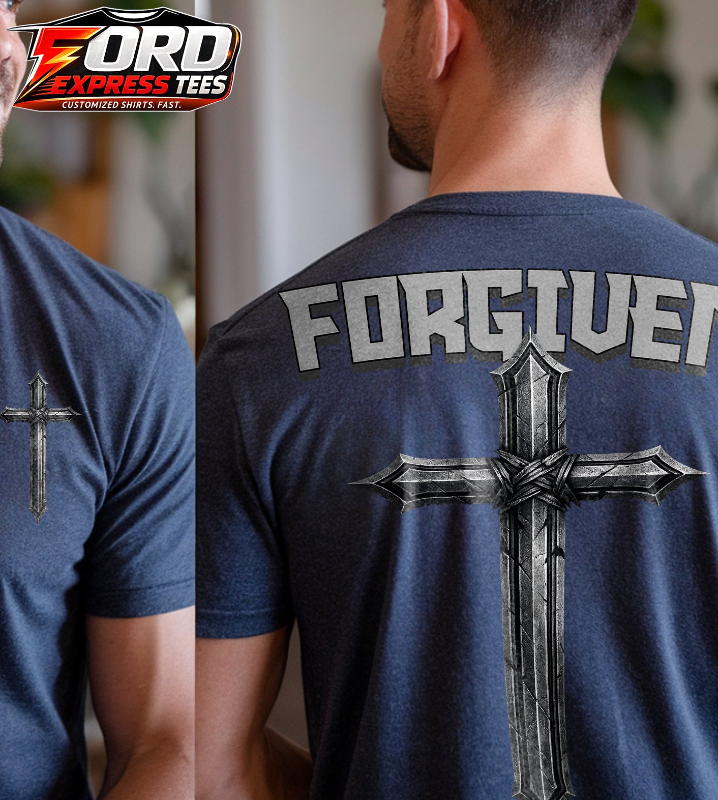 Forgiven Christian Cross Graphic Tee