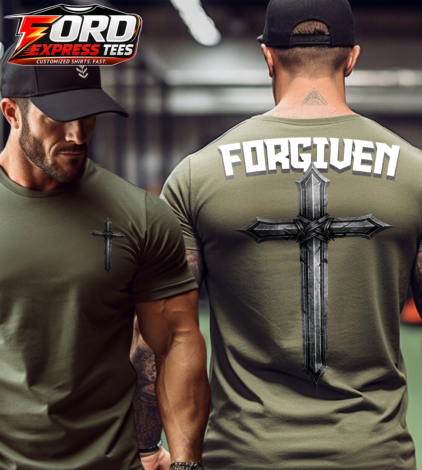 Forgiven Christian Cross Graphic Tee
