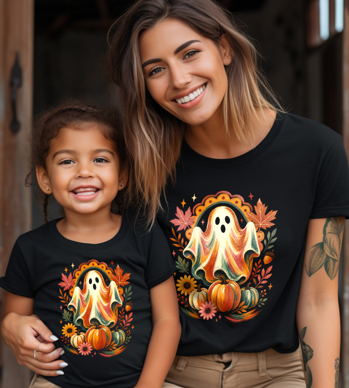 Ghost with Pumpkins Fall Graphic Tee