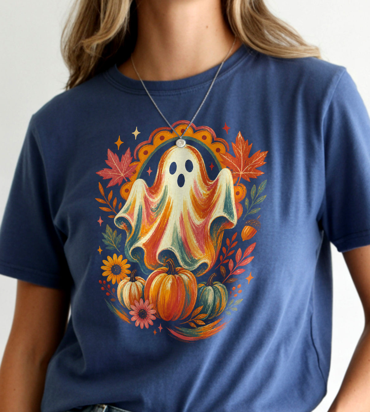 Ghost with Pumpkins Fall Graphic Tee