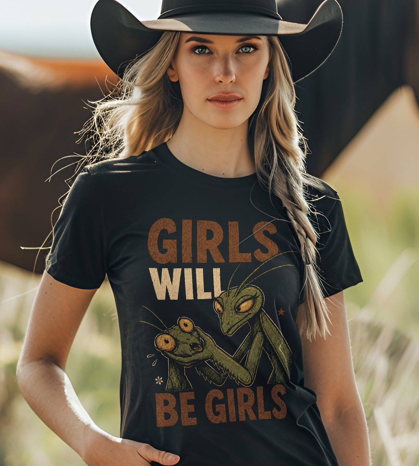 Girls Will Be Girls Mantis Funny Graphic Tee