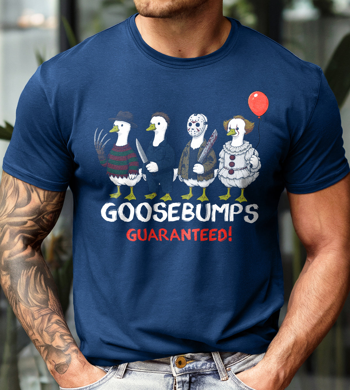 Goosebumps Guaranteed Freddy Jason Pennywise Halloween Graphic Tee