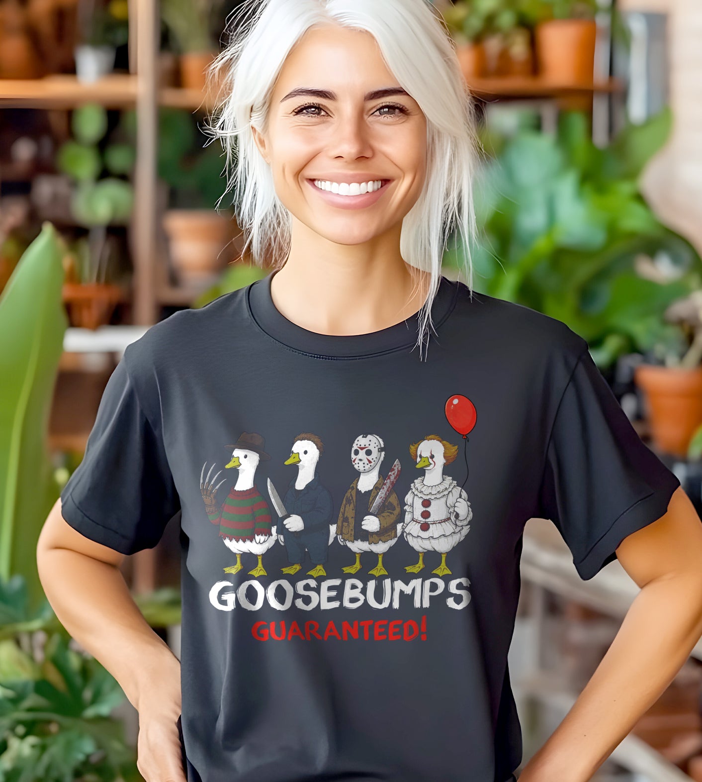 Goosebumps Guaranteed Freddy Jason Pennywise Halloween Graphic Tee