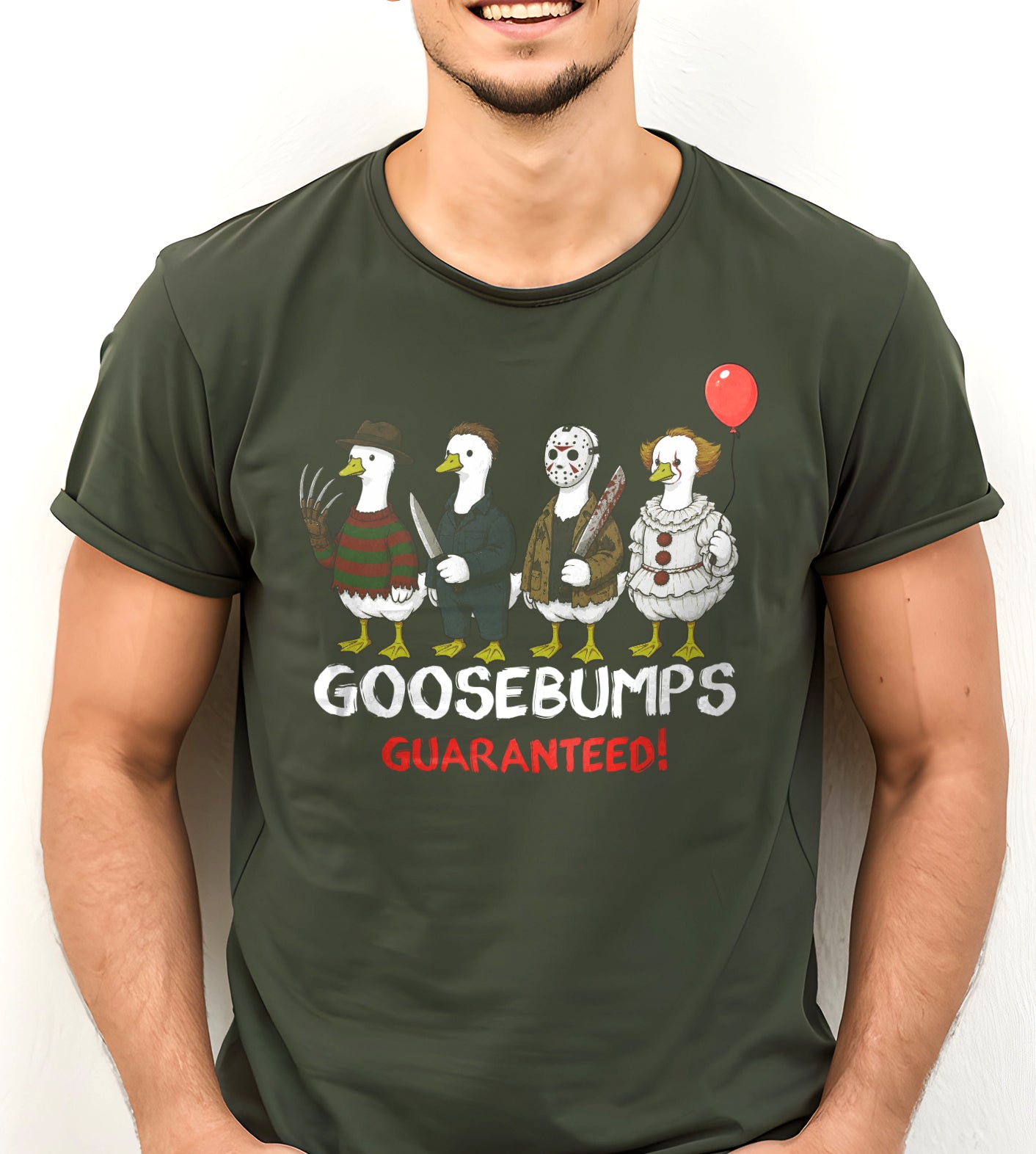Goosebumps Guaranteed Freddy Jason Pennywise Halloween Graphic Tee