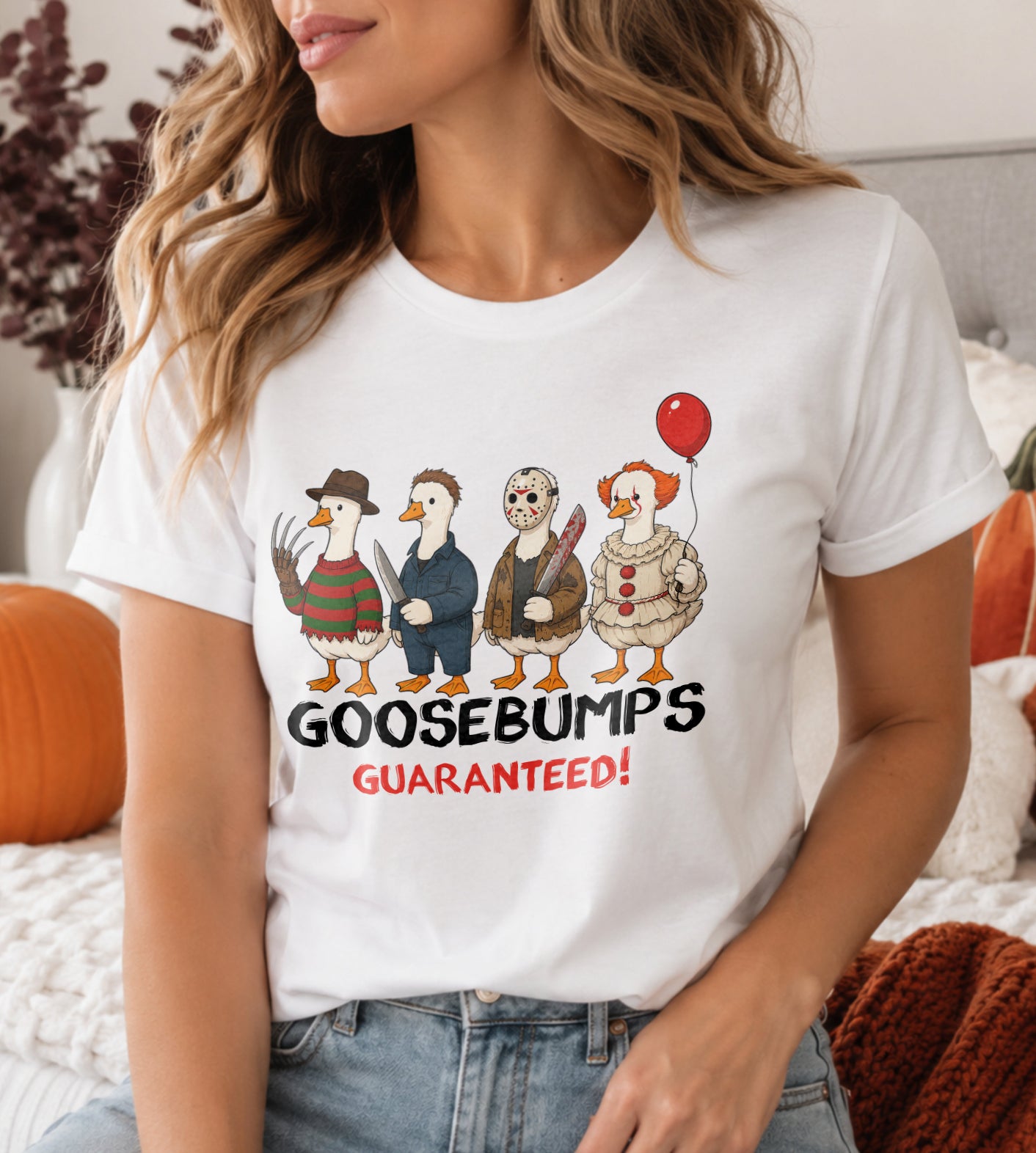 Goosebumps Guaranteed Freddy Jason Pennywise Halloween Graphic Tee