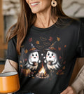 Halloween Ghosts Roasting Marshmellows Fall Graphic Tee