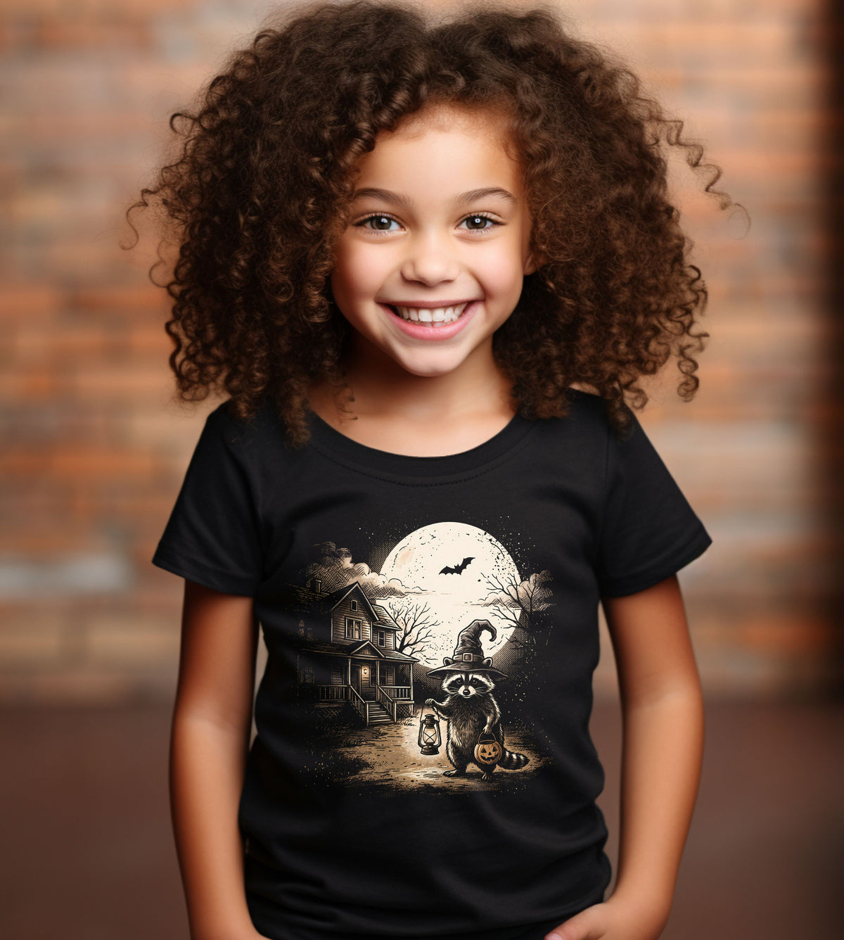 Raccoon Trick or Treating Halloween Graphic Tee