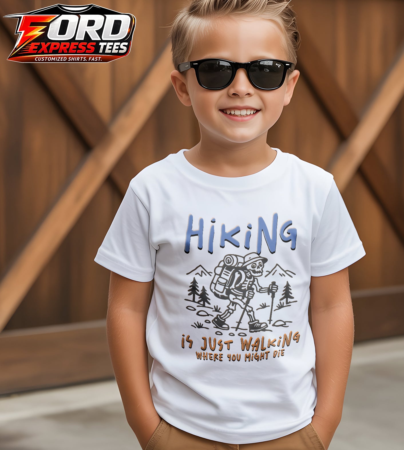 Hiking is just Walking where you Might Die Funny Graphic Tee