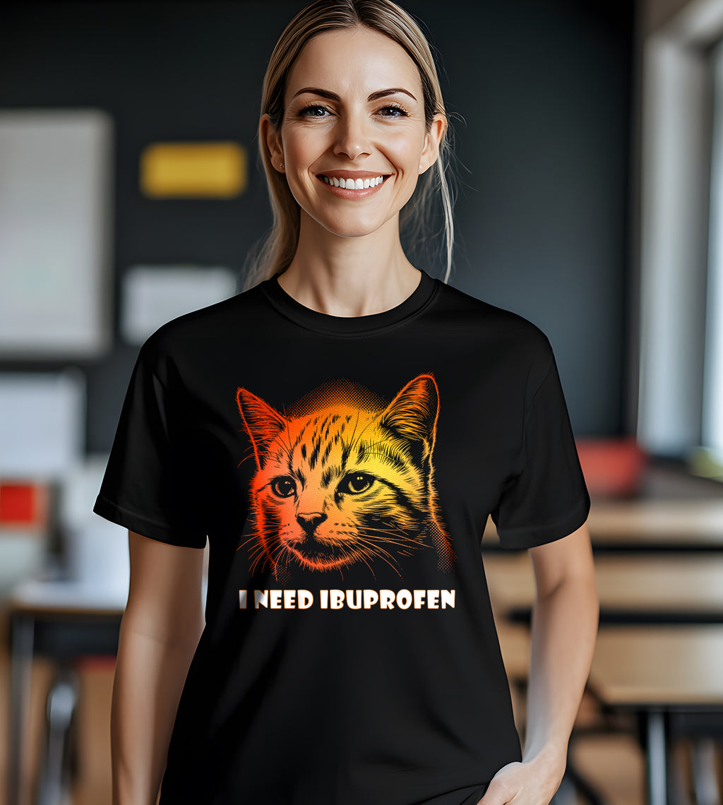 I Need Ibuprofen Funny Cat Graphic Tee