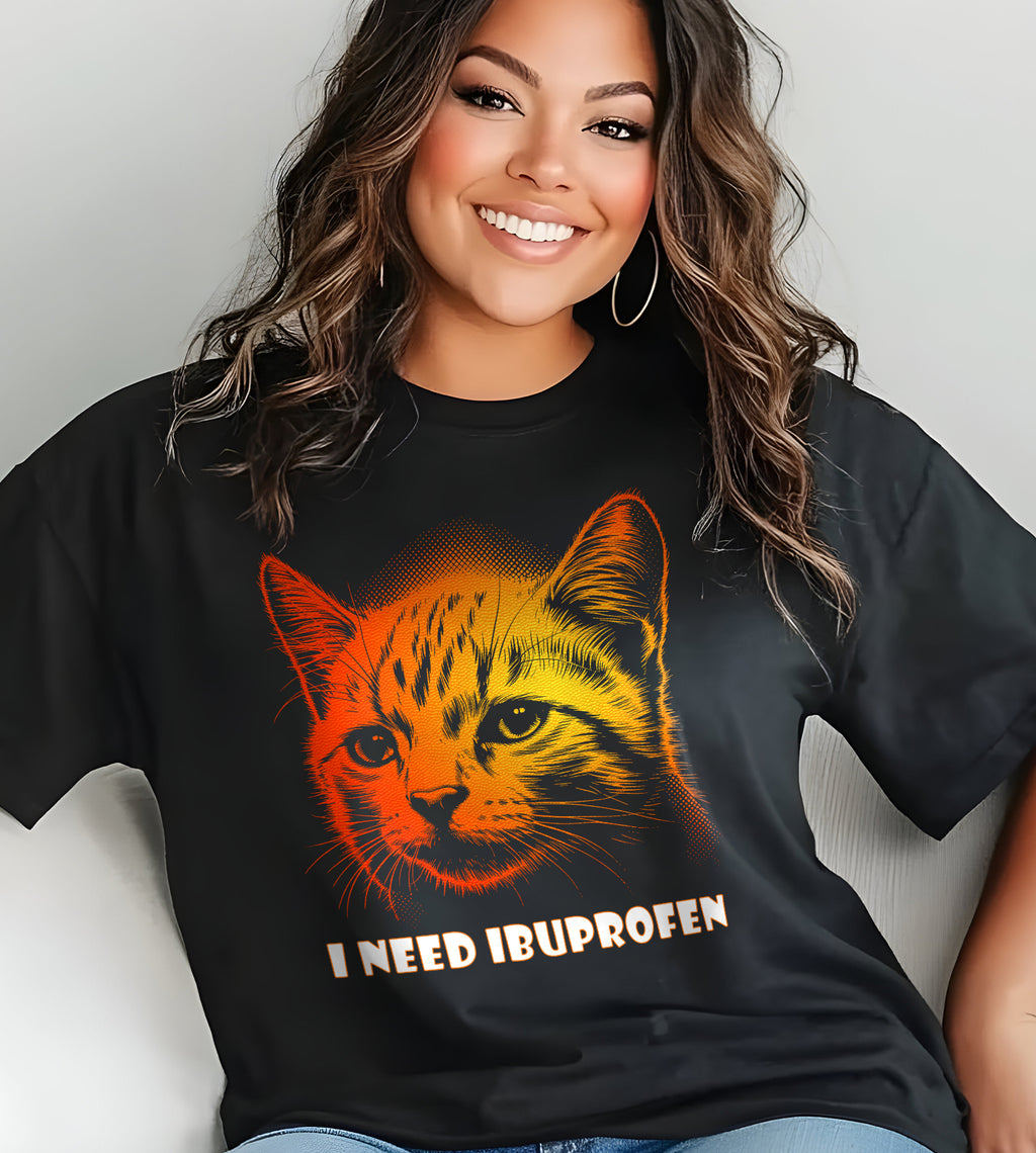 I Need Ibuprofen Funny Cat Graphic Tee