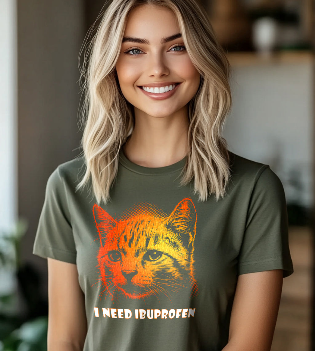 I Need Ibuprofen Funny Cat Graphic Tee