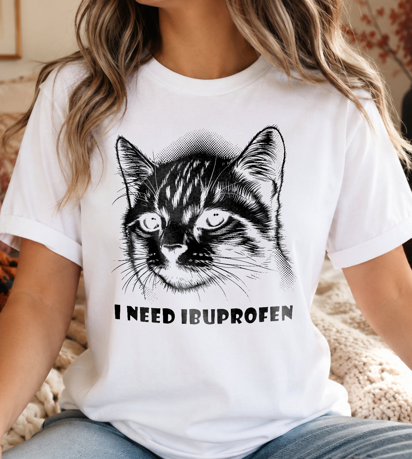 I Need Ibuprofen Funny Cat Graphic Tee