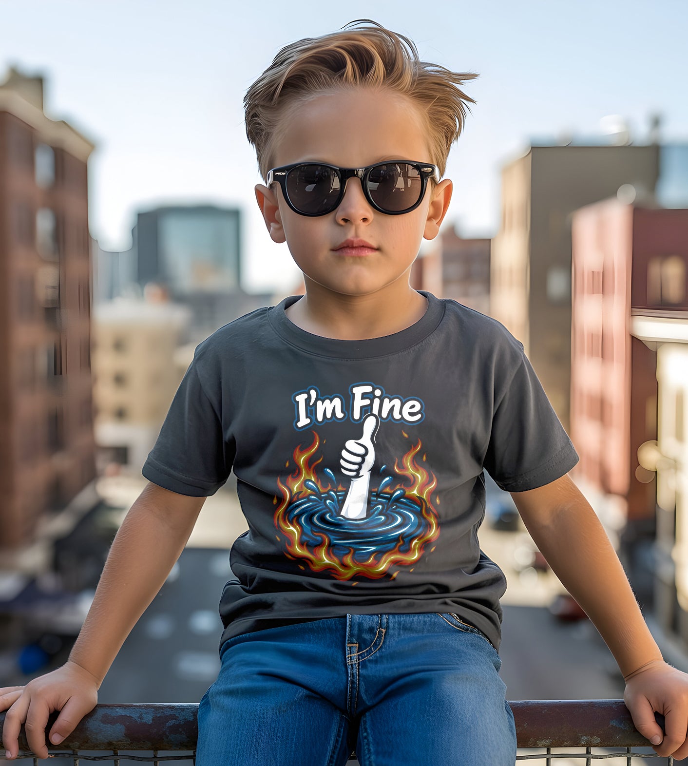 I'm Fine Thumbs Up Funny Graphic Tee