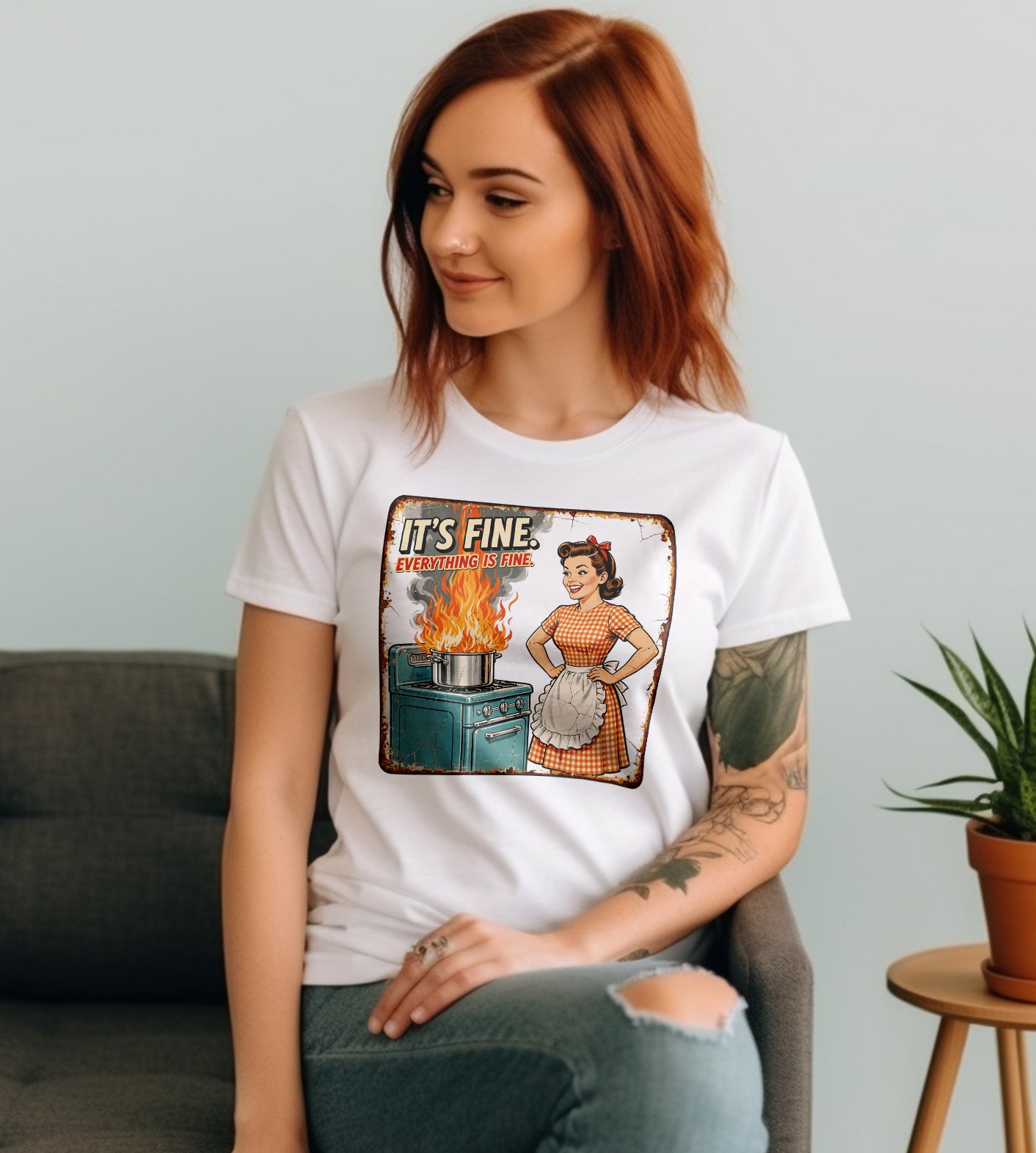 It's Fine Everything is Fine Funny Graphic Tee