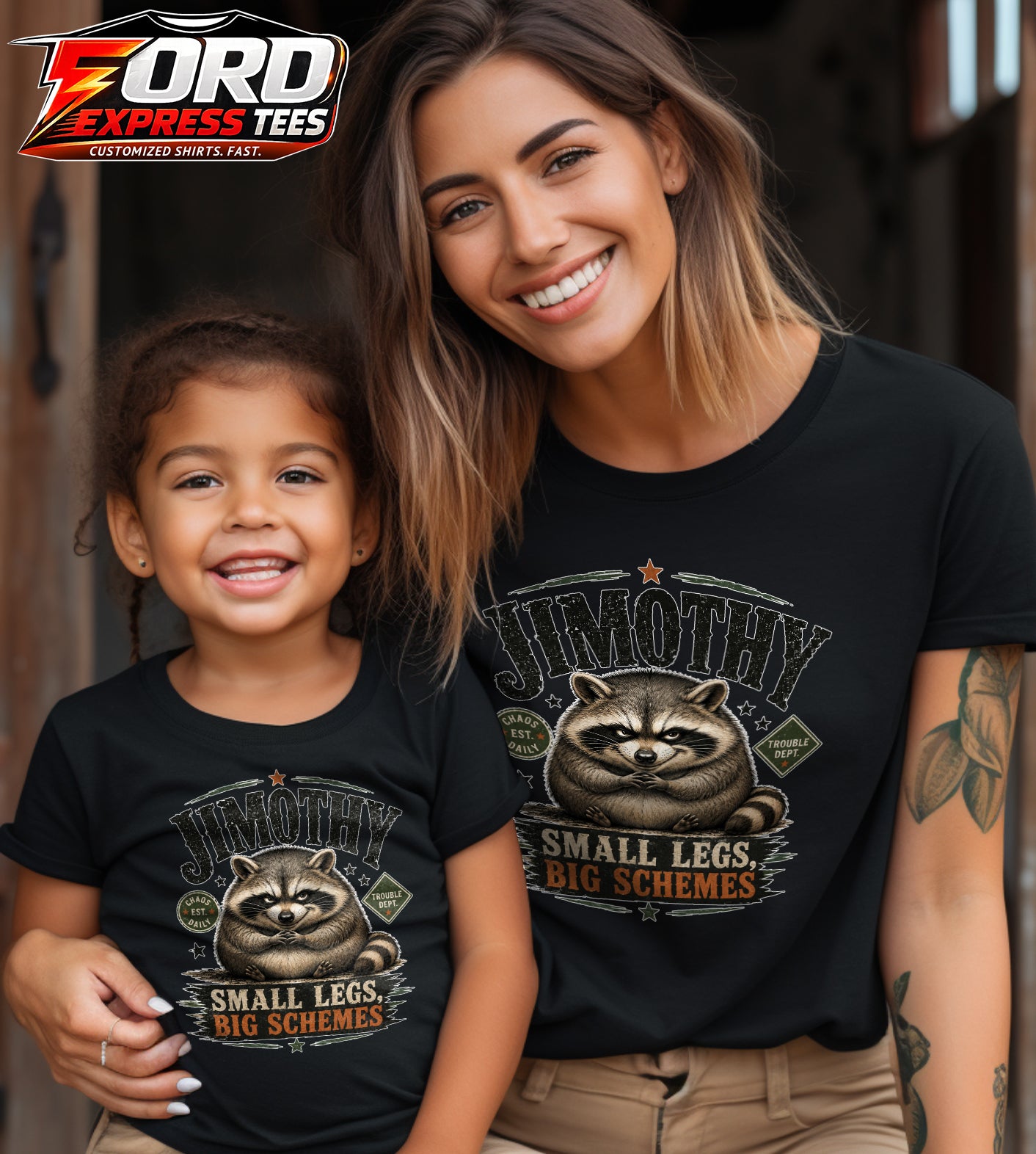 Jimothy Small Legs Big Schemes Funny Raccoon Graphic Tee