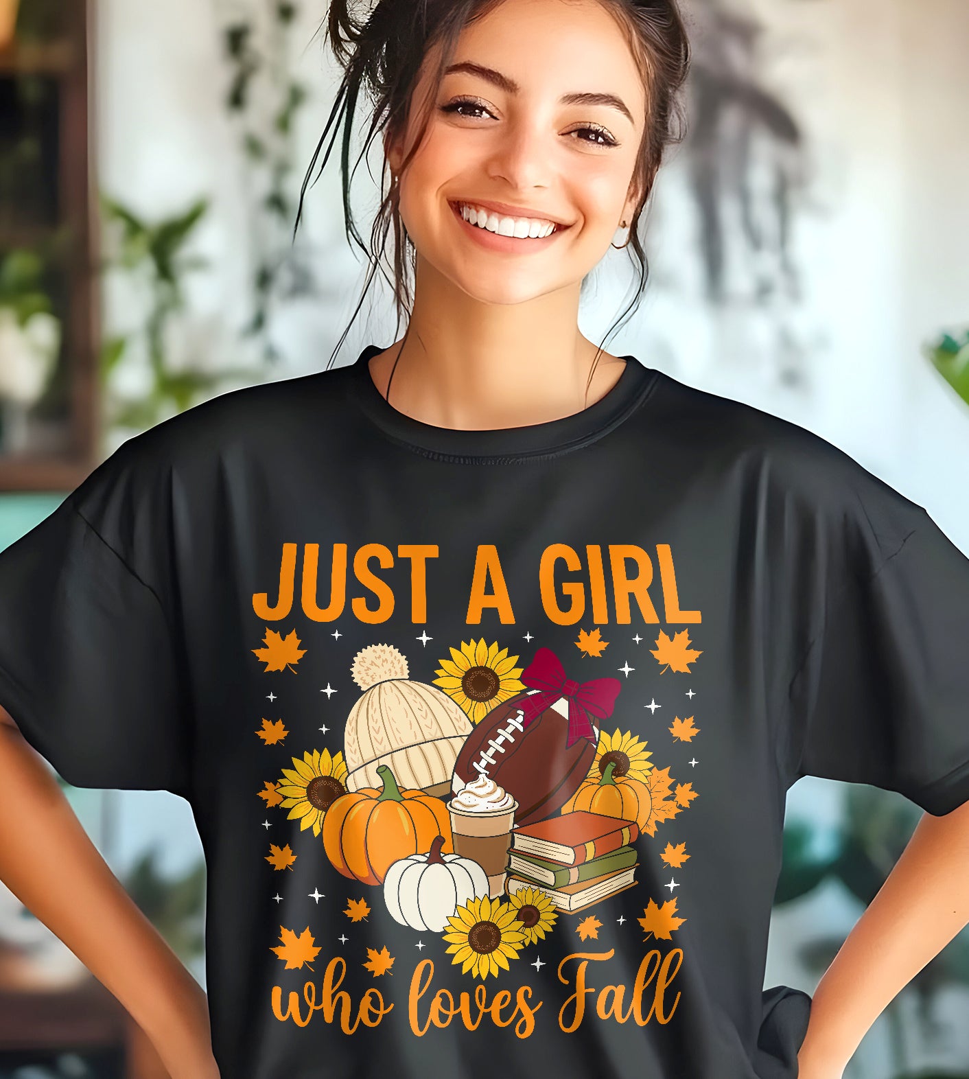 Just a Girl That Loves Football Fall Graphic Tee