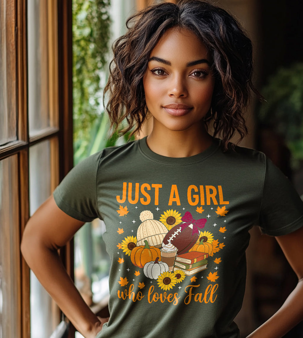 Just a Girl That Loves Football Fall Graphic Tee