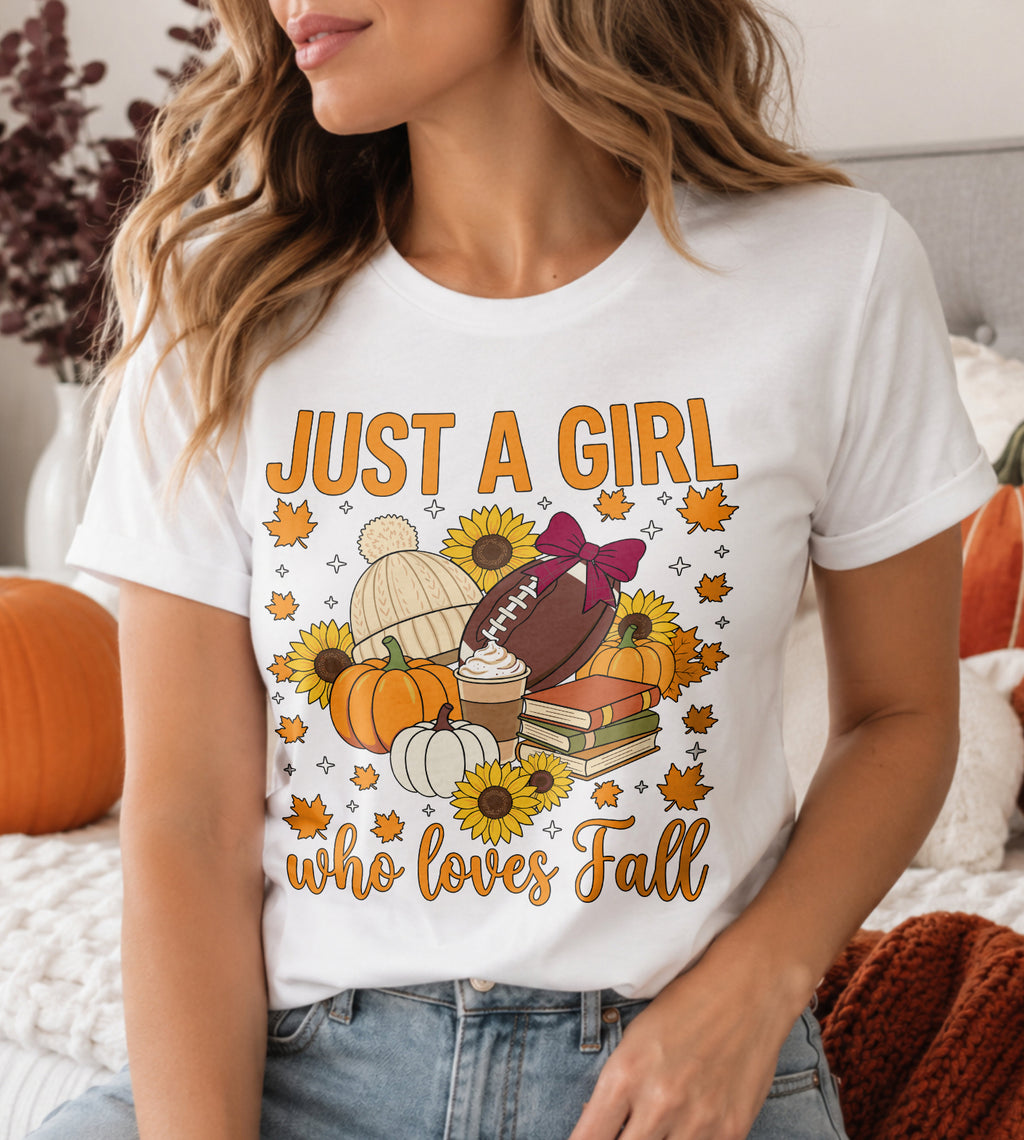 Just a Girl That Loves Football Fall Graphic Tee