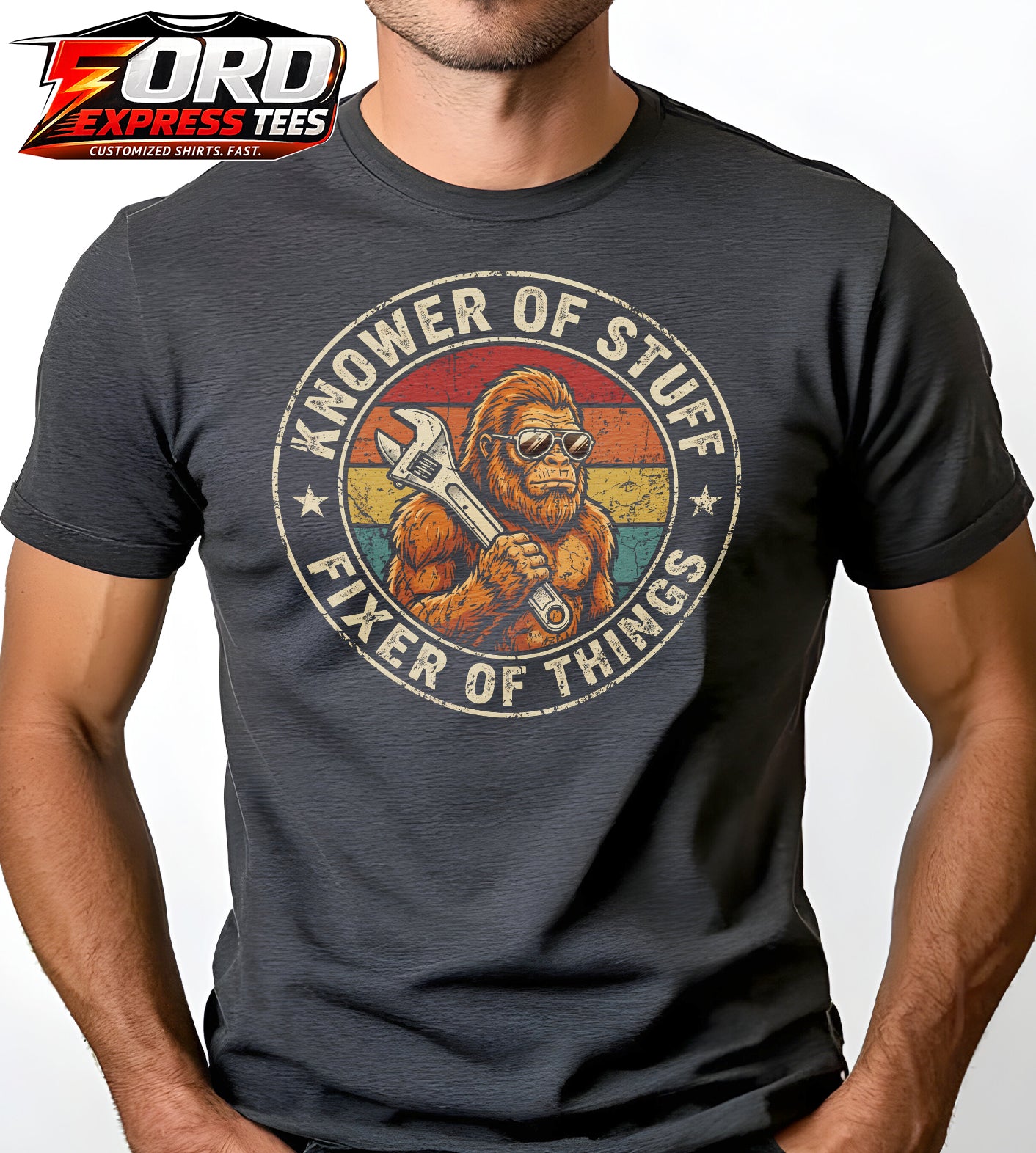 Knower Of Stuff Fixer Of Things Sasquatch Mechanic Graphic Tee