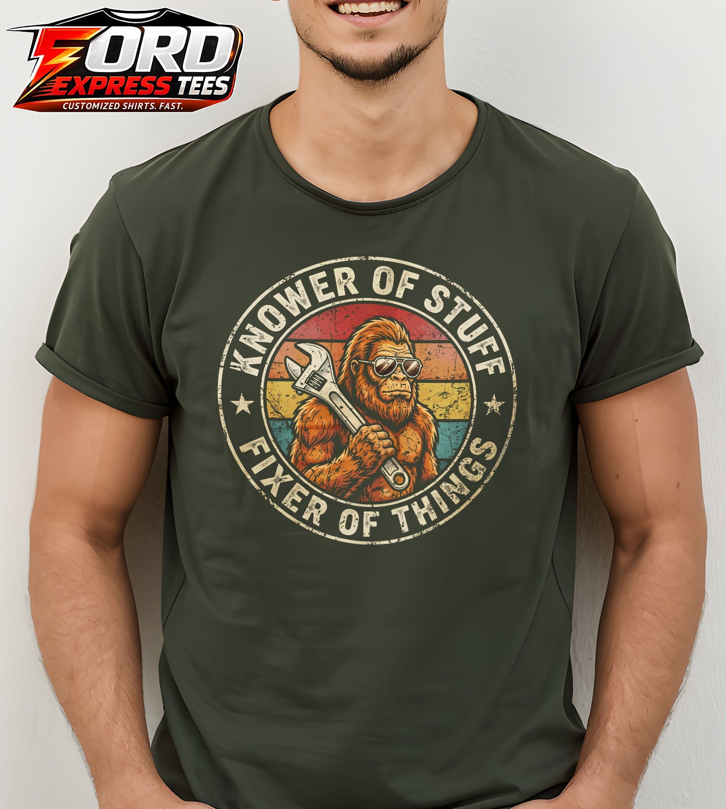Knower Of Stuff Fixer Of Things Sasquatch Mechanic Graphic Tee