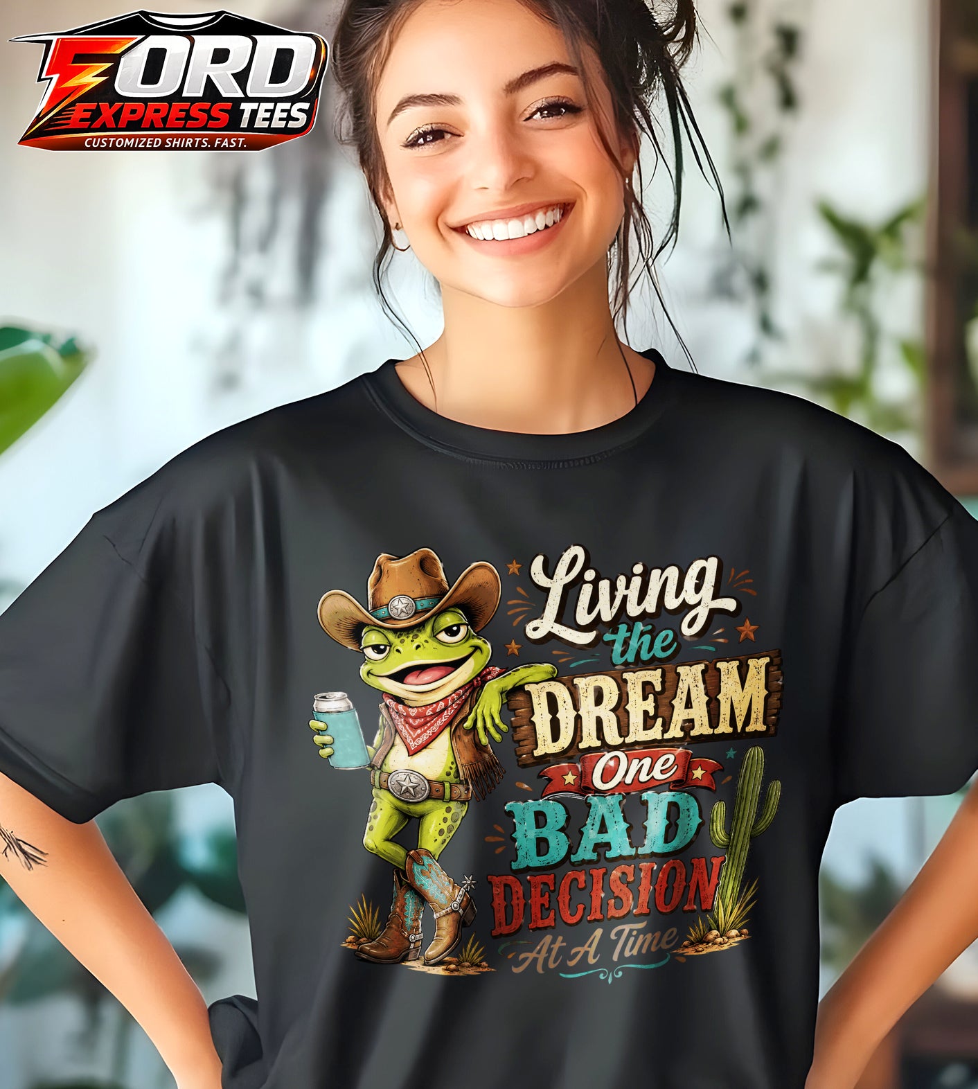 Living the Dream Funny Frog Graphic Tee