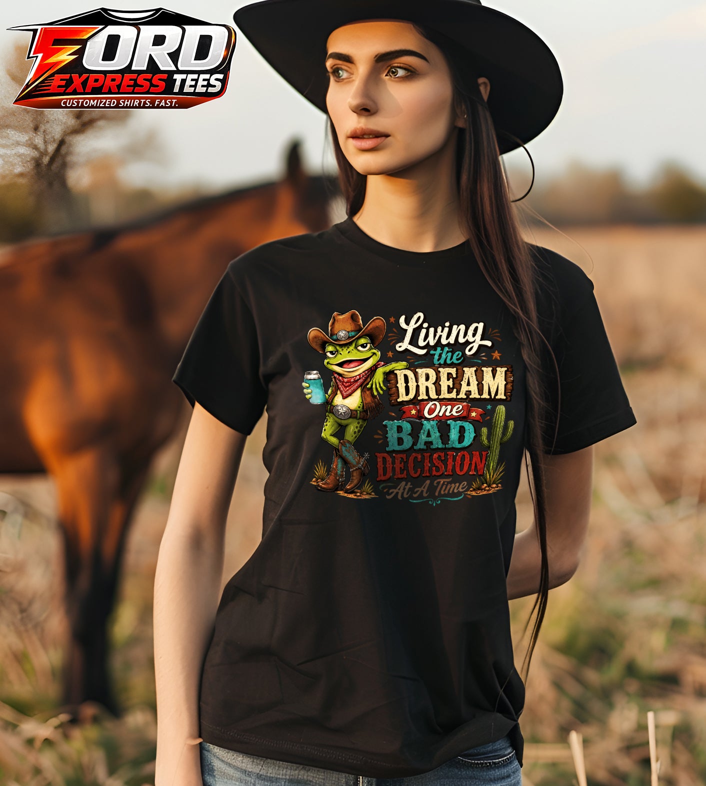 Living the Dream Funny Frog Graphic Tee