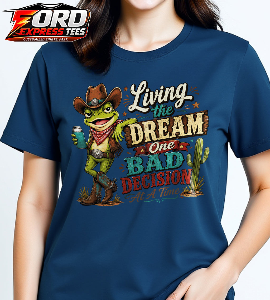 Living the Dream Funny Frog Graphic Tee