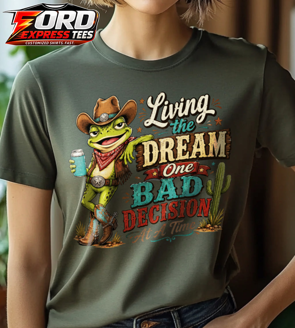 Living the Dream Funny Frog Graphic Tee