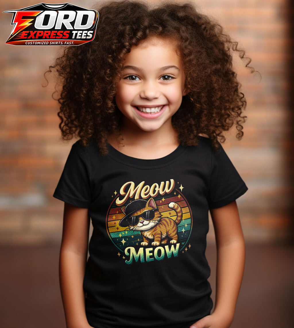 Meow Meow Orange Cat Graphic Tee