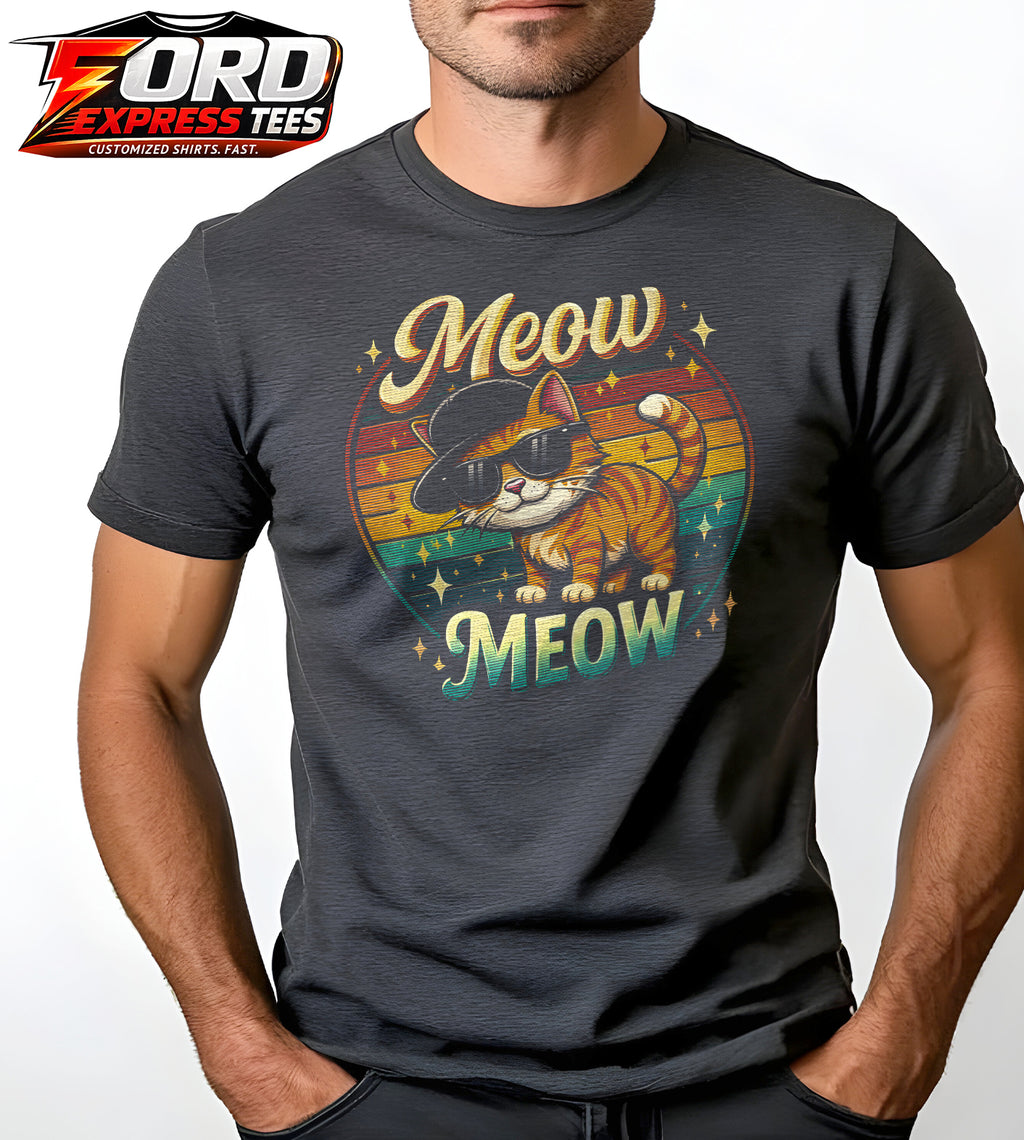 Meow Meow Orange Cat Graphic Tee