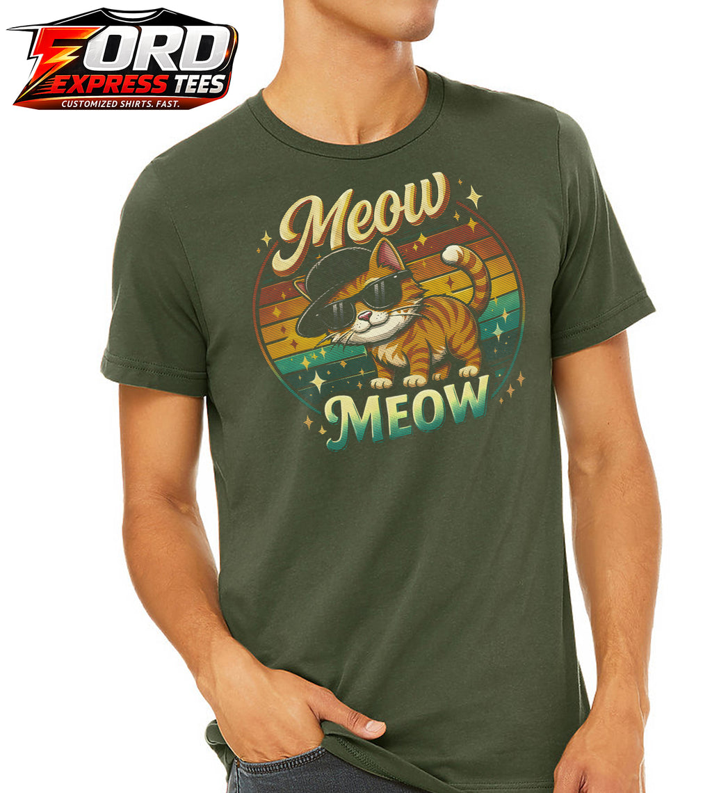 Meow Meow Orange Cat Graphic Tee