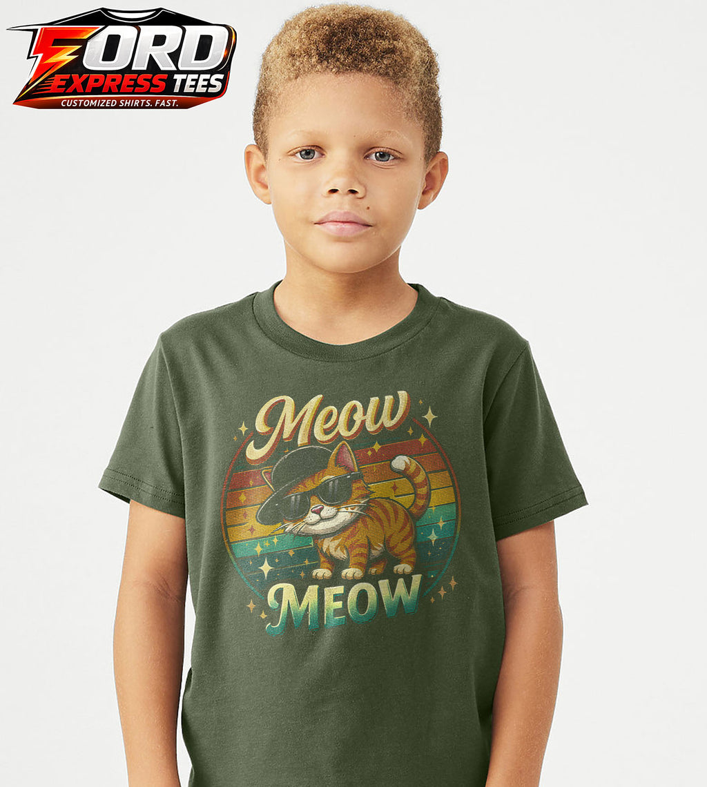 Meow Meow Orange Cat Graphic Tee