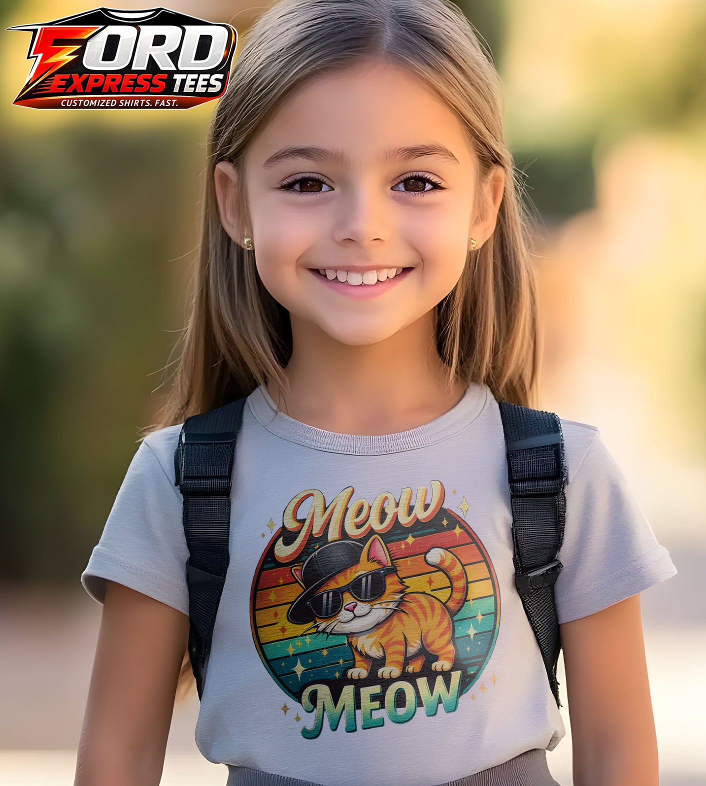 Meow Meow Orange Cat Graphic Tee