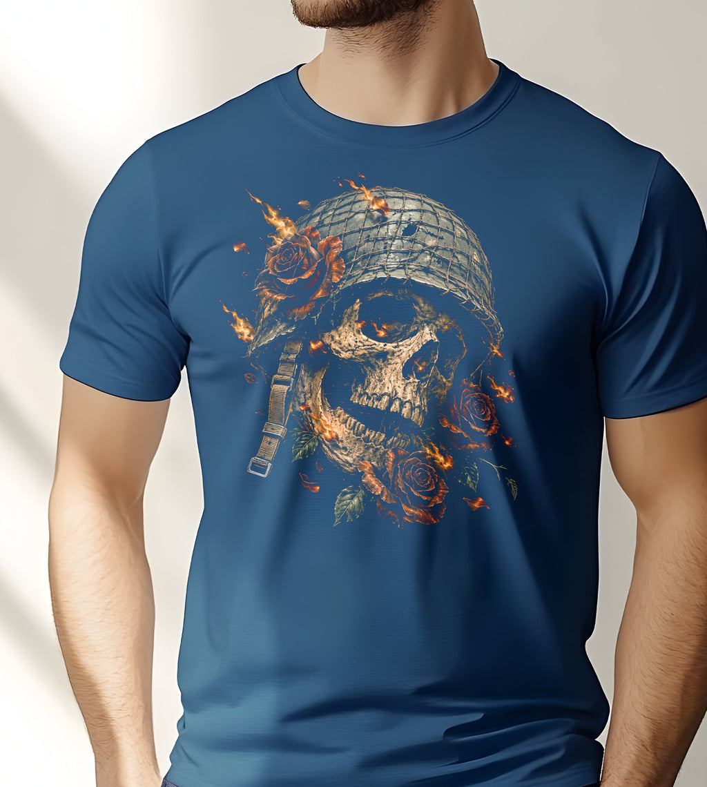 Military Skull and Roses Graphic Tee