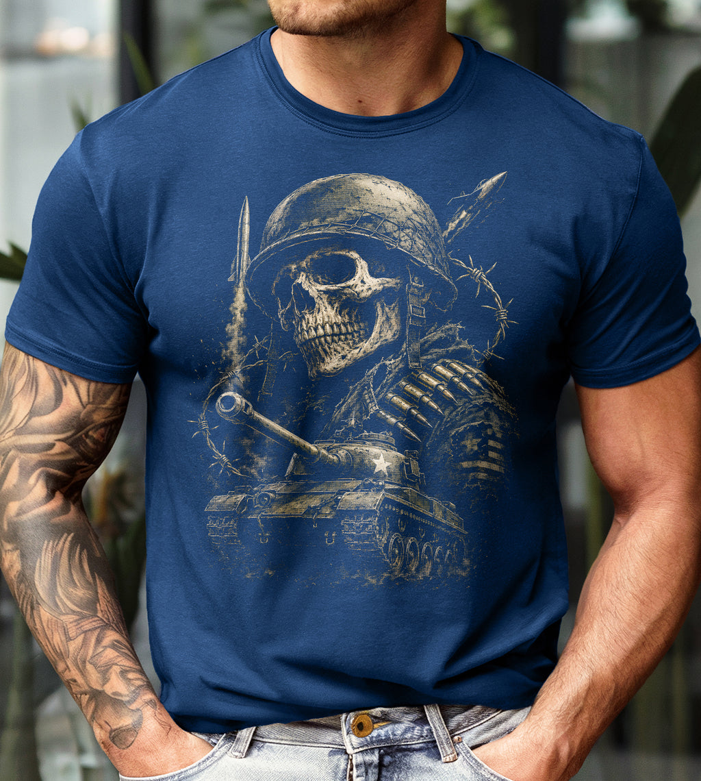 Military Skull with Tank Graphic Tee