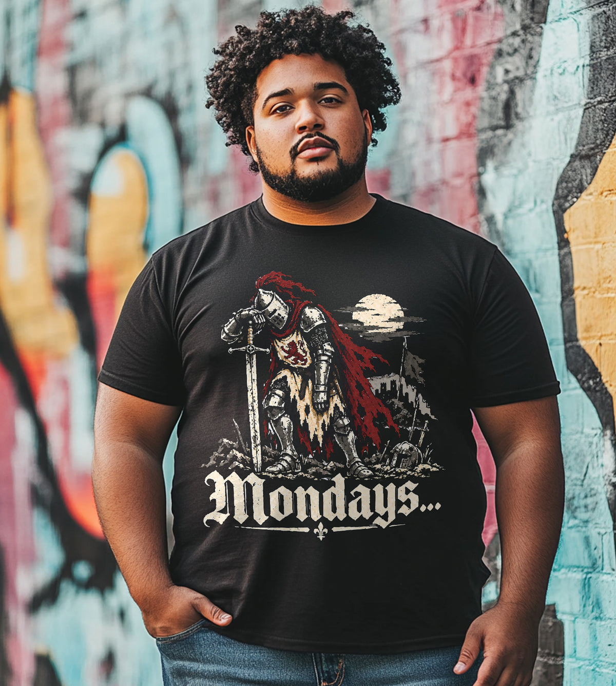 Mondays Knight Tummy Hurts Funny Graphic Tee