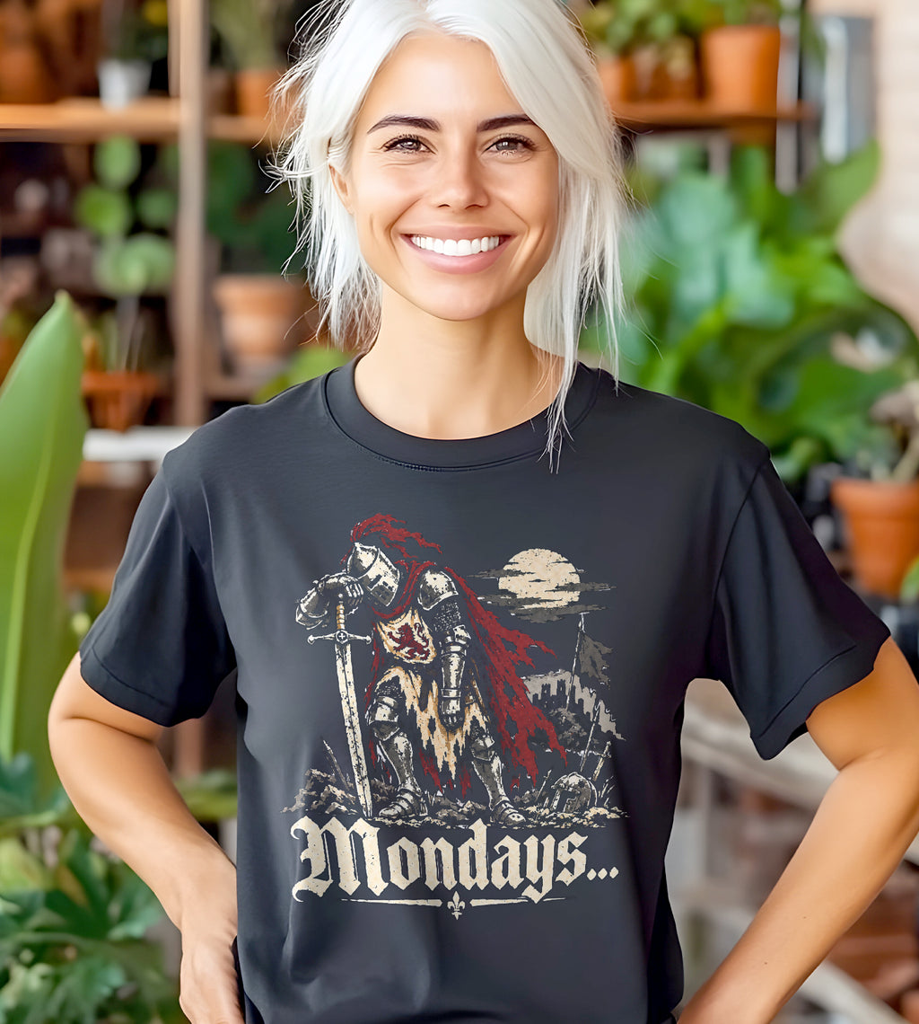 Mondays Knight Tummy Hurts Funny Graphic Tee